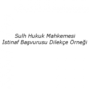 Sulh Hukuk Mahkemesi İstinaf Başvurusu